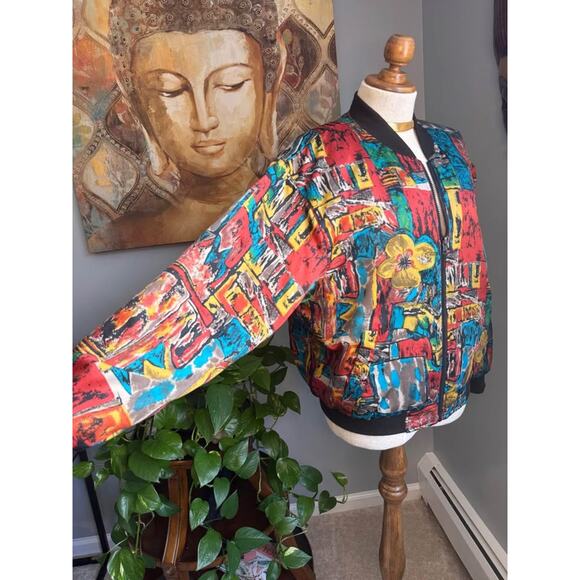Vintage 1980’s Rainbow and Floral Bomber Jacket - Picture 6 of 9